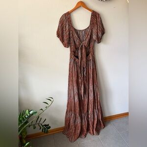 NWT Ramy Brook Megan Cutout Smocked Waist Tie Front Maxi Dress Women’s Plus XXL